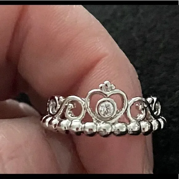 The Grace Kelly Sterling silver Princess ring w cubic zirconia sz 9 - Picture 6 of 7